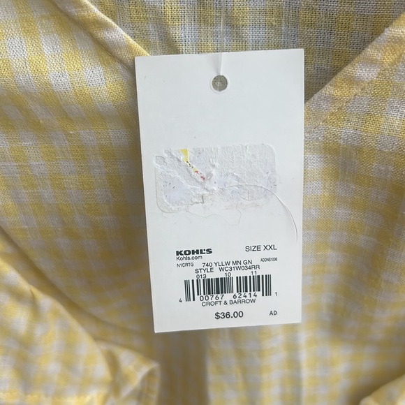 Croft & Barrow Ladies XXL Soft Yellow Gingham Ruffled Top - Picture 4 of 7